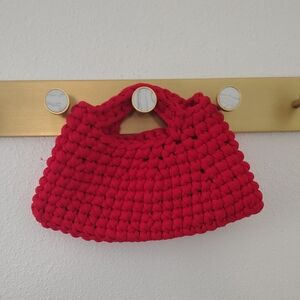 Red Crochet Handheld Clutch